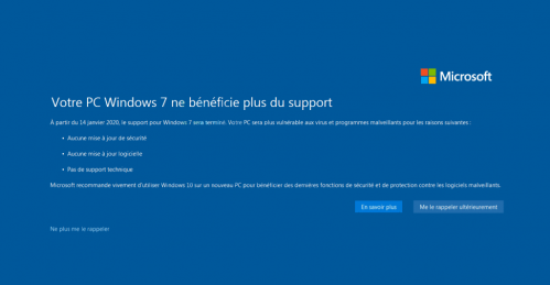 Windows 7 ne beneficie plus du support !